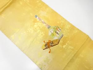 引箔文箱に花瓶模様織出し名古屋帯